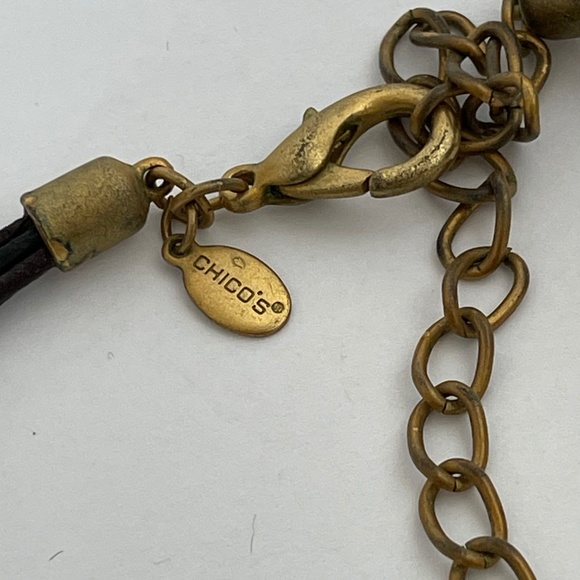 Chico's Pendant Necklace Peacock Blue Green Black Multi Strand Cord - Picture 4 of 8